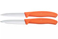 2 Couteaux d'office Victorinox orange lame à dents et lame lisse 8cm