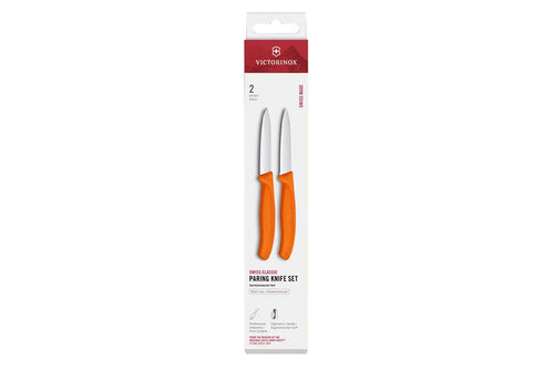 2 Couteaux d'office Victorinox orange lame à dents et lame lisse 8cm