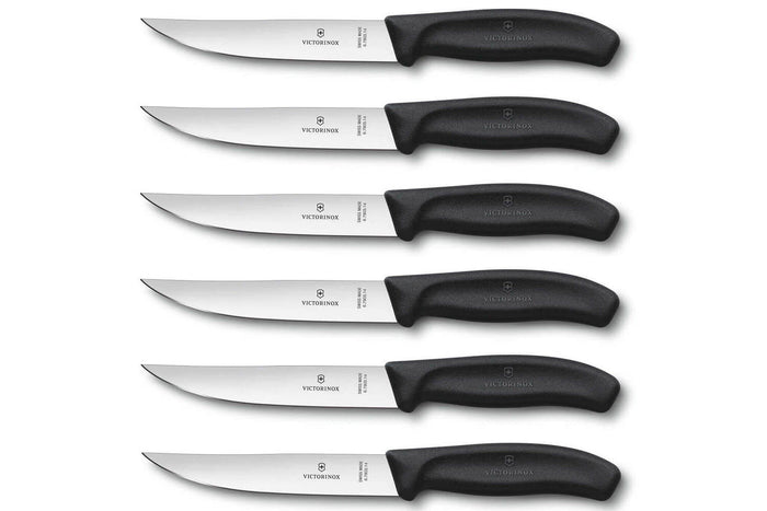 6 Couteaux à steak Gaucho lame 14cm manche noir Victorinox 6.7903.14