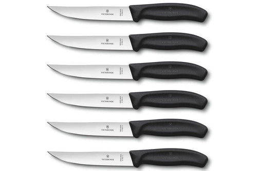 6 Couteaux à steak Gaucho lame 14cm manche noir Victorinox 6.7903.14