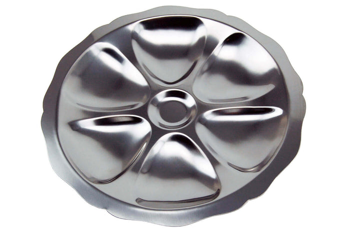 Assiette à huîtres 6 empreintes en acier inoxydable
