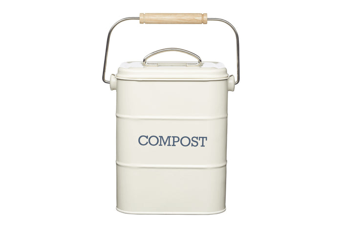 Bac à compost KitchenCraft Living Nostalgia en acier crème 3L