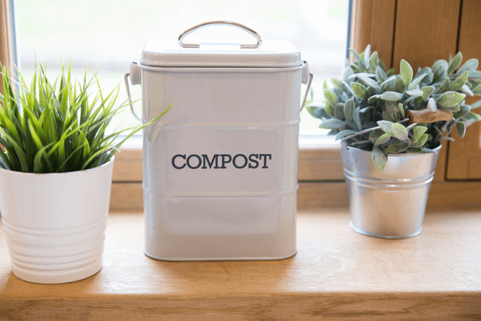 Bac à compost KitchenCraft Living Nostalgia en acier crème 3L