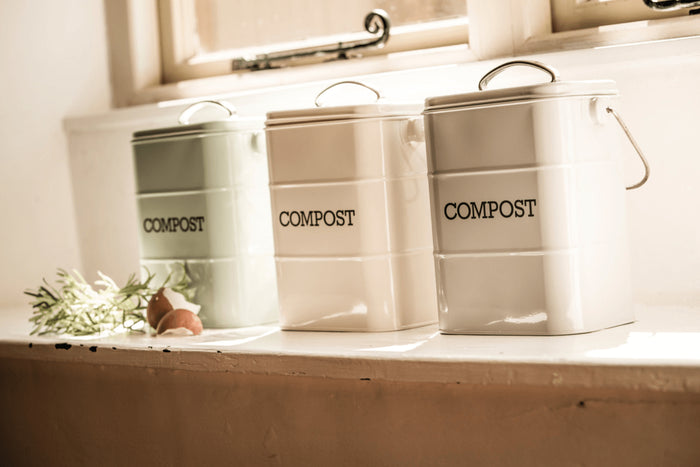 Bac à compost KitchenCraft Living Nostalgia en acier crème 3L