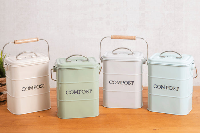 Bac à compost KitchenCraft Living Nostalgia en acier crème 3L