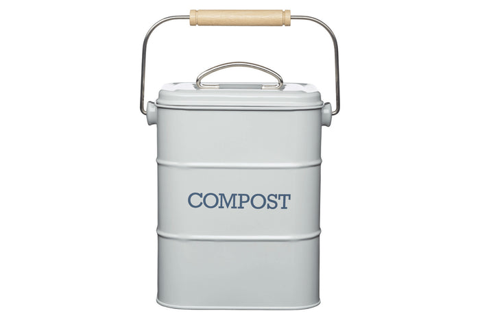 Bac à compost KitchenCraft Living Nostalgia en acier gris 3L