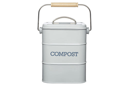 Bac à compost KitchenCraft Living Nostalgia en acier gris 3L