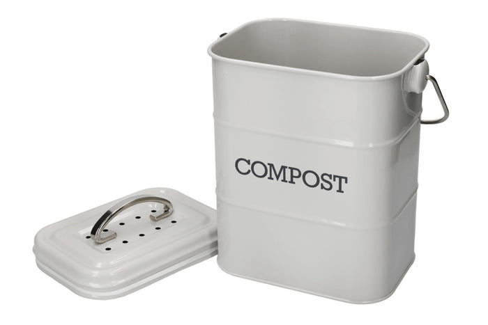 Bac à compost KitchenCraft Living Nostalgia en acier gris 3L