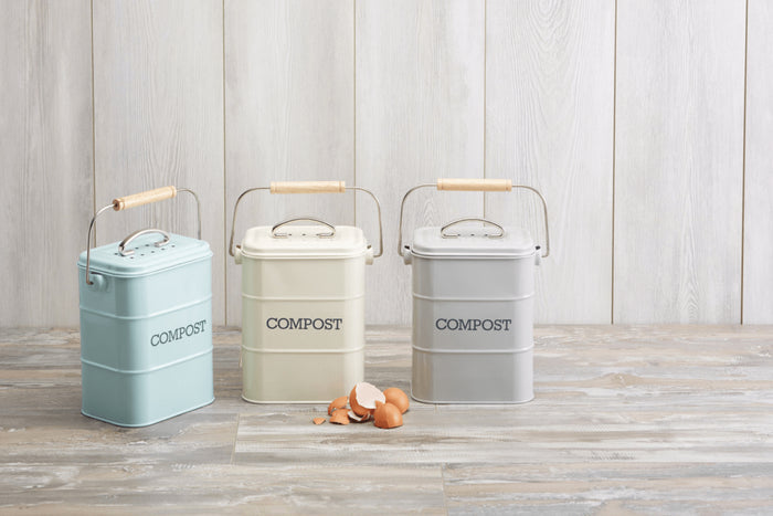 Bac à compost KitchenCraft Living Nostalgia en acier gris 3L