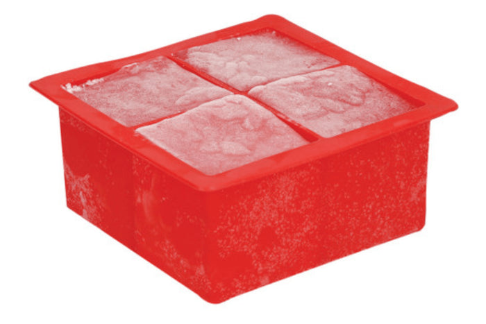 Bac à glaçons Barcraft en silicone rouge 4 empreintes