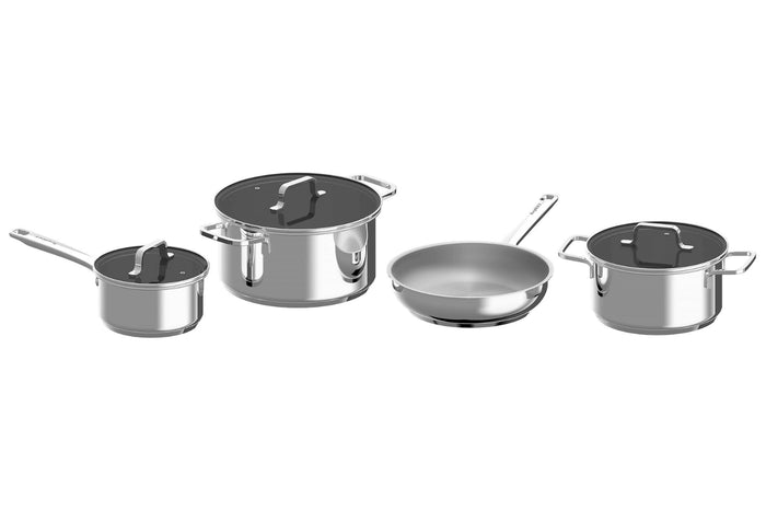 Batterie de cuisine 7 pièces Berghoff Dina Helix en acier inoxydable recyclé