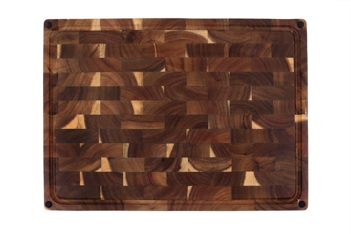 Billot de cuisine Wusaki en bois d'acacia réversible damier 48 x 35 x 3,8cm