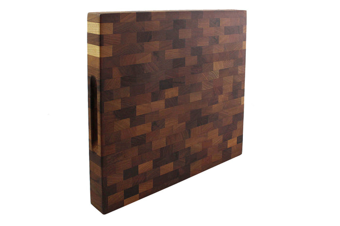 Billot de cuisine Wusaki en bois de noyer damier - 35 x 35 x 4 cm