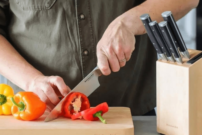Bloc 5 couteaux Kitchen Aid Gourmet en bois de bouleau
