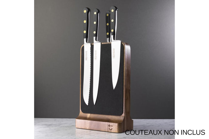 Bloc aimanté Bisbell en acacia soft touch pour 8 couteaux