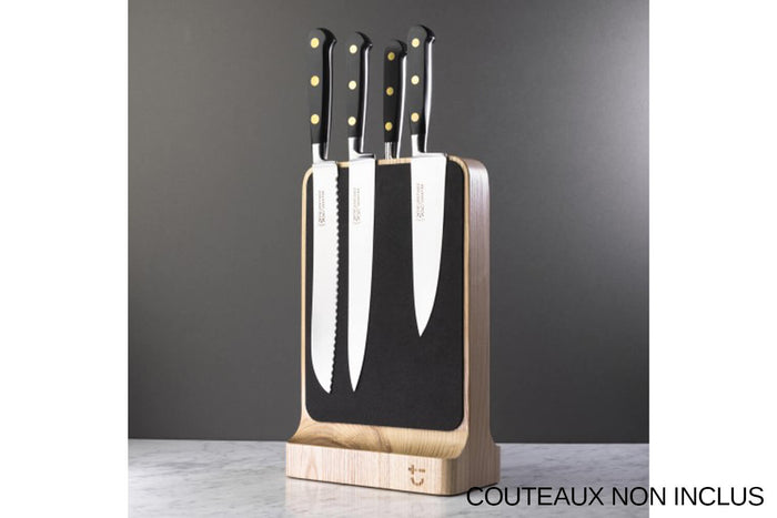 Bloc aimanté Bisbell en frêne soft touch pour 8 couteaux