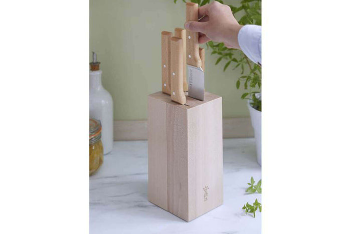 Bloc bois de hêtre 5 couteaux cuisine Opinel Parallèle spécial viande