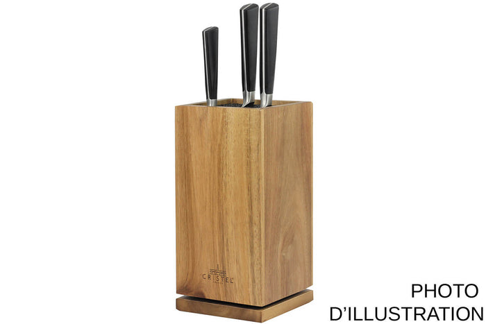 Bloc couteaux vide rotatif Cristel en bois d'acacia