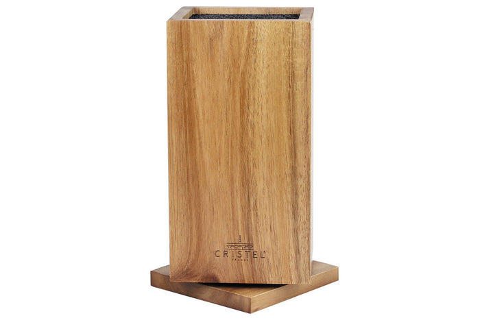 Bloc couteaux vide rotatif Cristel en bois d'acacia