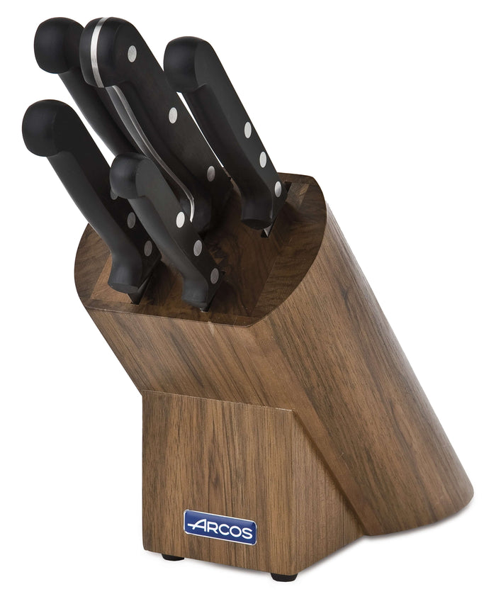 Bloc en noyer 5 couteaux Arcos UNIVERSAL lames acier inox NITRUM
