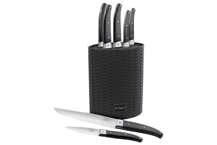 Bloc tressé 5 couteaux LOU LAGUIOLE Pro acier inox