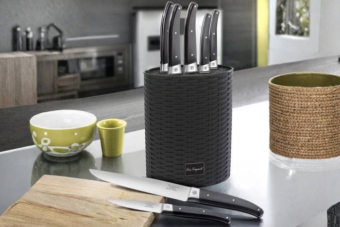 Bloc tressé 5 couteaux LOU LAGUIOLE Pro acier inox