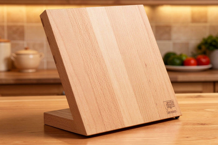 Bloc vide aimanté Artelegno Milano en bois de hêtre pour 5 couteaux de cuisine