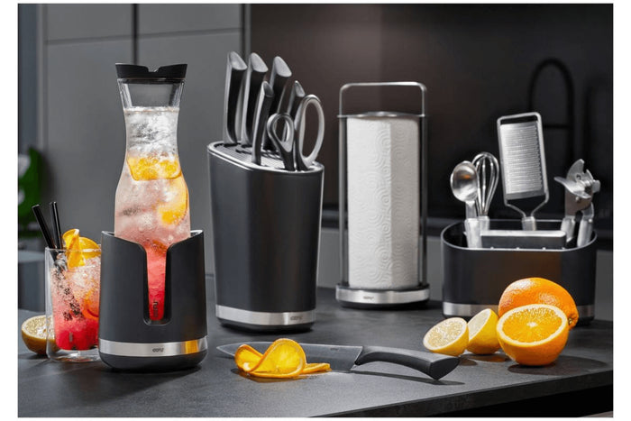 Bloc vide Gefu Smartline en polymère noir et inox 28 compartiments