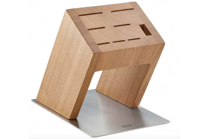Bloc vide Rösle Knife X en bois d'orme pour 7 couteaux de cuisine et 1 paire de ciseaux