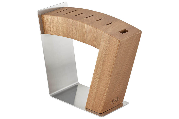 Bloc vide Rösle Move X en bois d'orme pour 6 couteaux et 1 paire de ciseaux