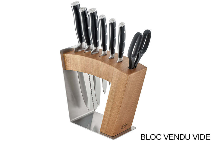 Bloc vide Rösle Move X en bois d'orme pour 6 couteaux et 1 paire de ciseaux