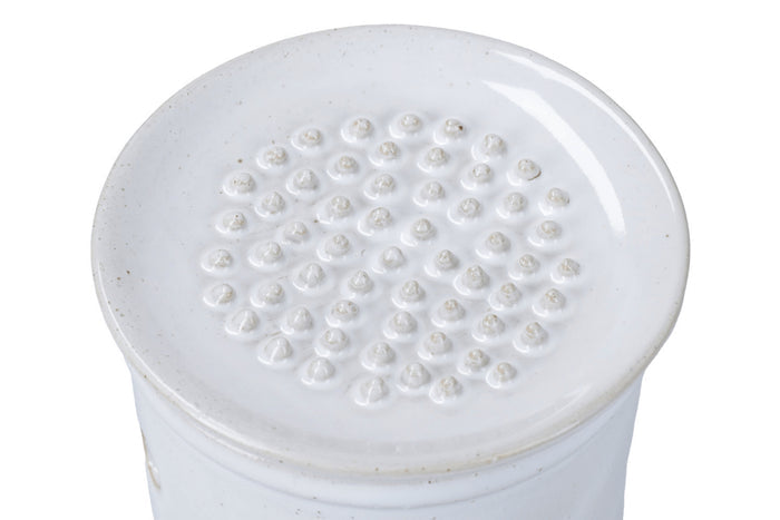 Boîte de conservation d'ails KitchenCraft Idilica en grès crème + couvercle à râpe intégrée