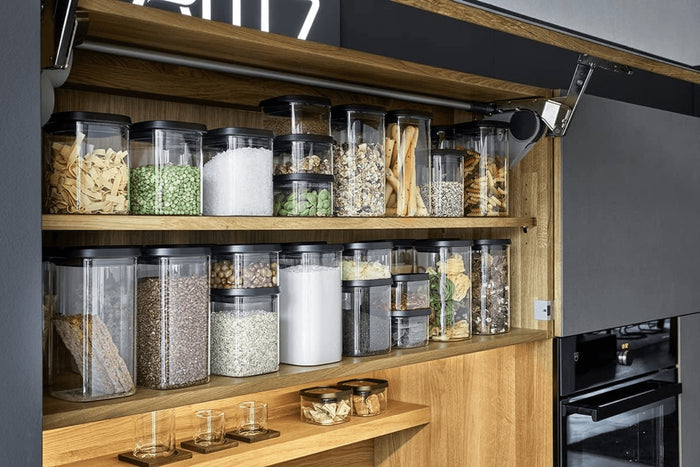Boîte de conservation Gefu Pantry en verre borosilicate 400ml + 3 étiquettes autocollantes