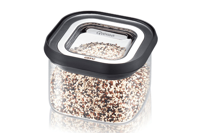 Boîte de conservation Gefu Pantry en verre borosilicate 400ml + 3 étiquettes autocollantes