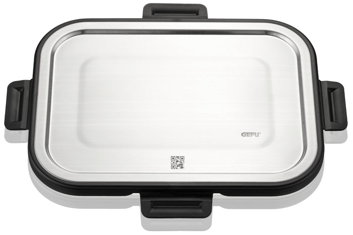 Boîte de conservation rectangulaire au frais Gefu Milo en verre borosilicaté et acier inox 1500ml