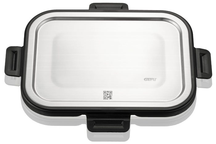 Boîte de conservation rectangulaire au frais Gefu Milo en verre borosilicaté et acier inox 1000ml