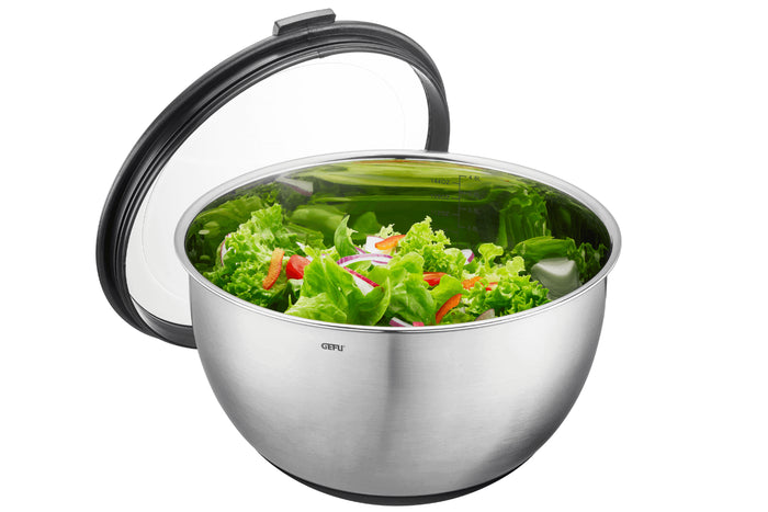 Bol Gefu Muovo en acier inoxydable diamètre 24cm avec couvercle hermétique