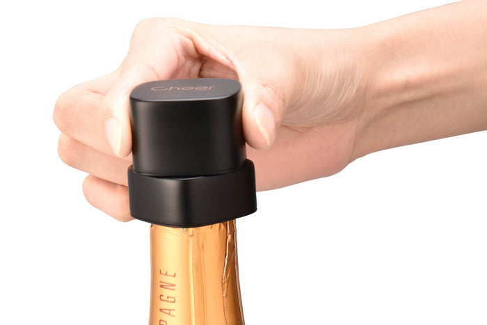 Bouchon de conservation spécial champagne Cheer Moda Bubble - Noir & Bronze