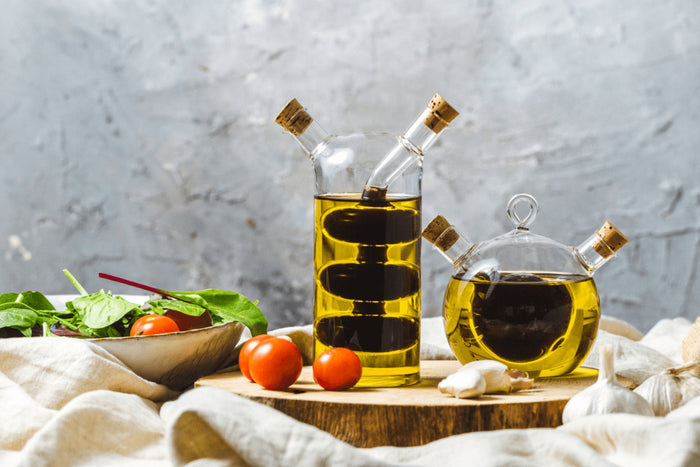 Bouteille à huile et vinaigre 2 en 1 KitchenCraft World of Flavours en verre 300ml et 100ml