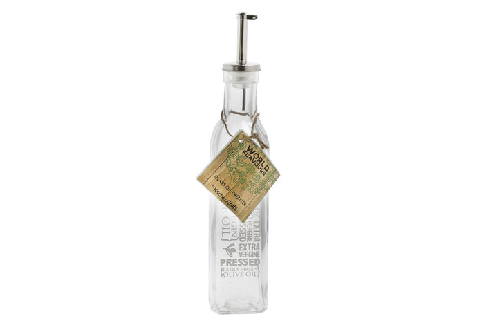 Bouteille à huile / vinaigre KitchenCraft World of Flavours en verre décoré 270ml