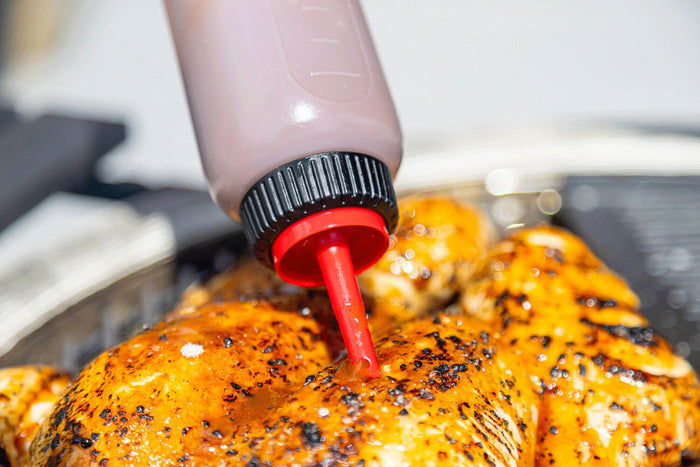 Bouteille à sauce pour barbecue MasterClass en polymère avec 3 têtes interchangeables