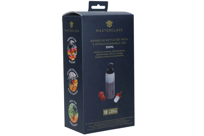 Bouteille à sauce pour barbecue MasterClass en polymère avec 3 têtes interchangeables