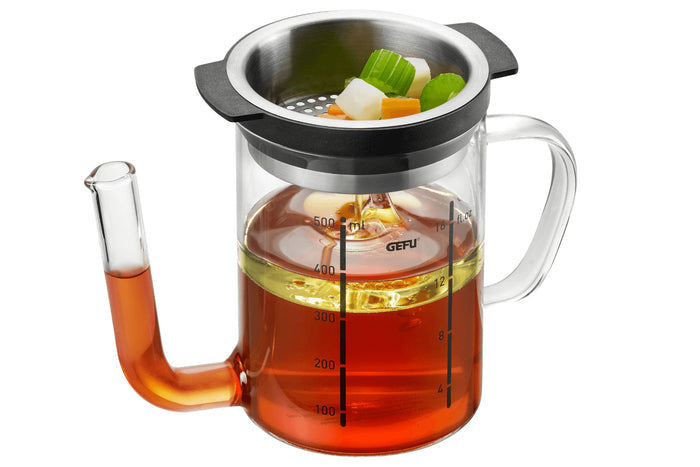 Broc séparateur de graisse Gefu Separato en verre borosilicate 500ml + tamis inox
