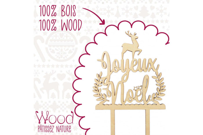 Cake topper Joyeux Noël Scrapcooking en bois