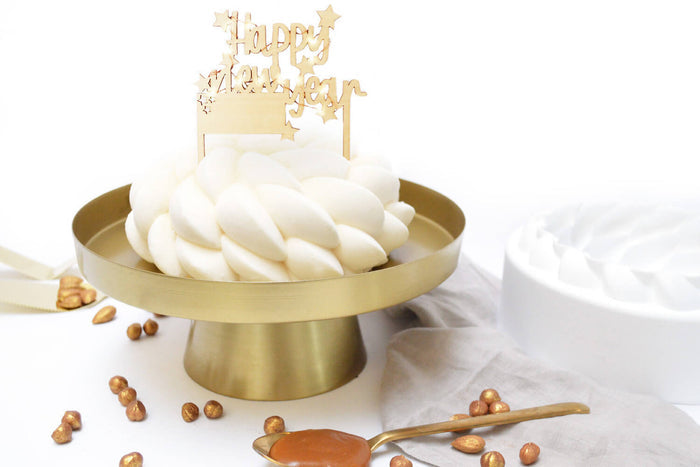 Cake topper Scrapcooking "Happy new year" en bois à LED