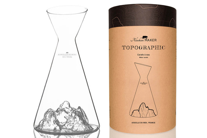 Carafe à eau Alaskan Maker Topographic Aiguille du midi en verre cristallin