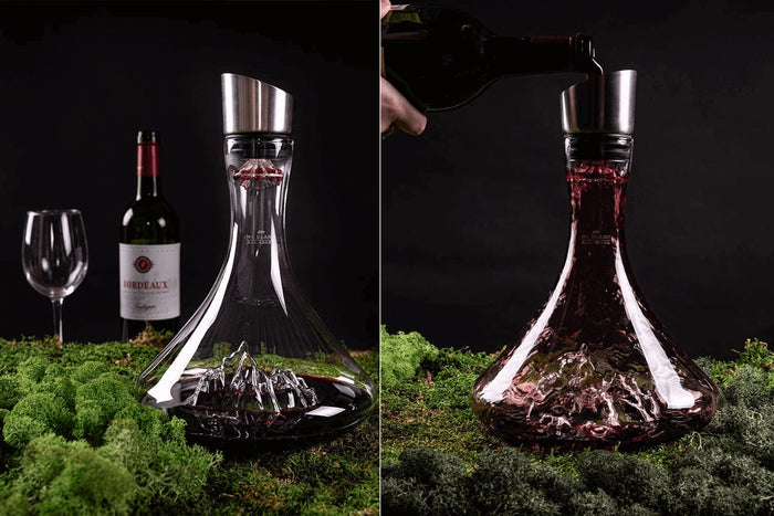 Carafe à vin Alaskan Maker Topographic Mont Blanc en verre cristallin soufflé à la main