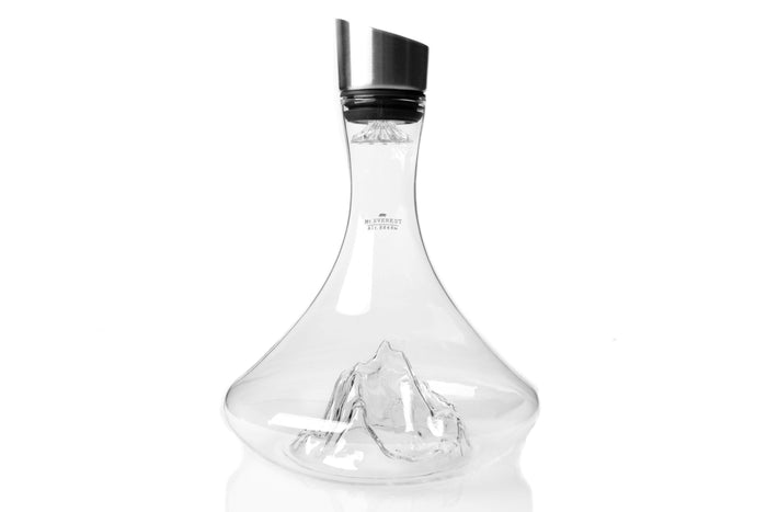 Carafe à vin Alaskan Maker Topographic Mont Blanc en verre cristallin soufflé à la main
