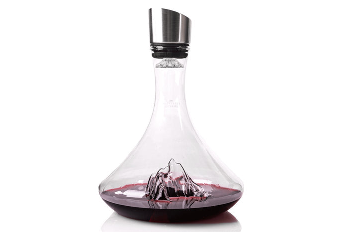 Carafe à vin Alaskan Maker Topographic Mont Blanc en verre cristallin soufflé à la main