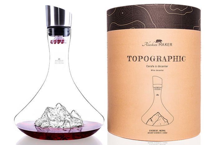Carafe à vin Alaskan Maker Topographic Mont Everest en verre cristallin
